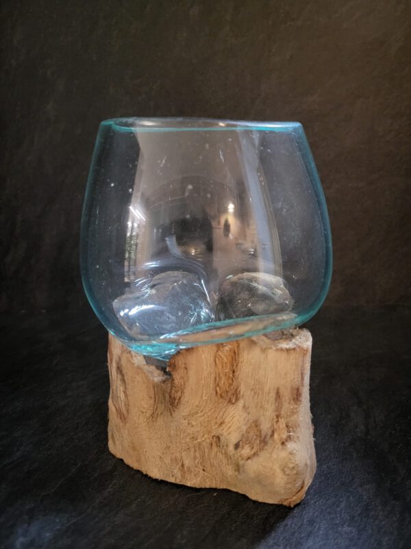Glas op hout met kleine kom - Afbeelding 3