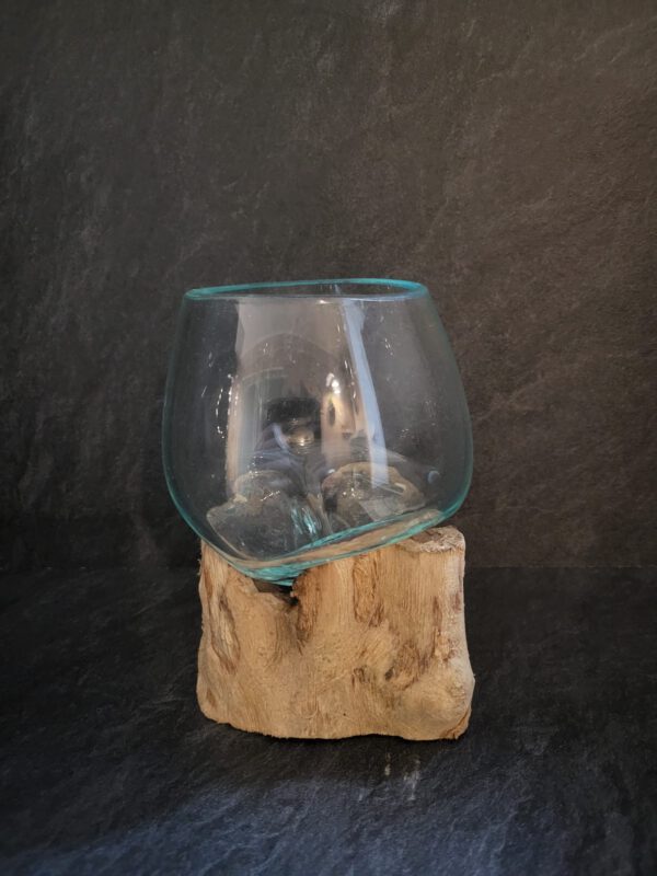 Glas op hout met kleine kom - Afbeelding 2