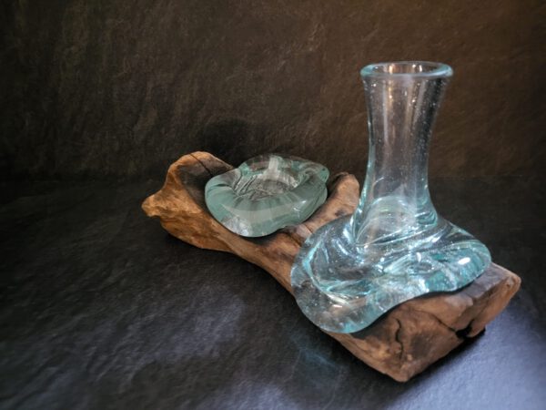 Glas op hout met theelicht - Afbeelding 2