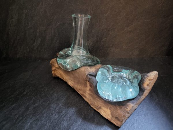 Glas op hout met theelicht - Afbeelding 3