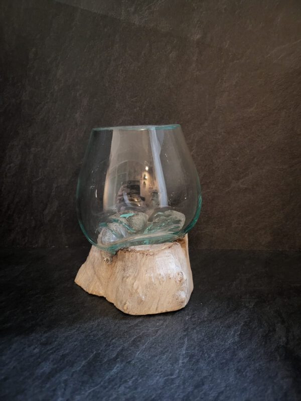 Glas op wit hout met medium kom - Afbeelding 2