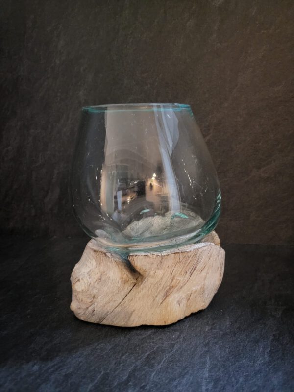 Glas op wit hout met medium kom - Afbeelding 4