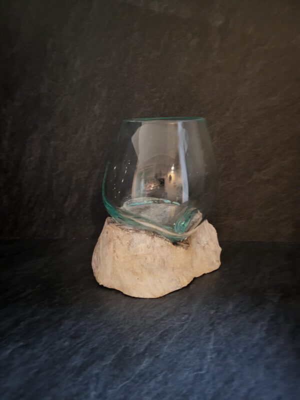 Glas op wit hout met medium kom - Afbeelding 3