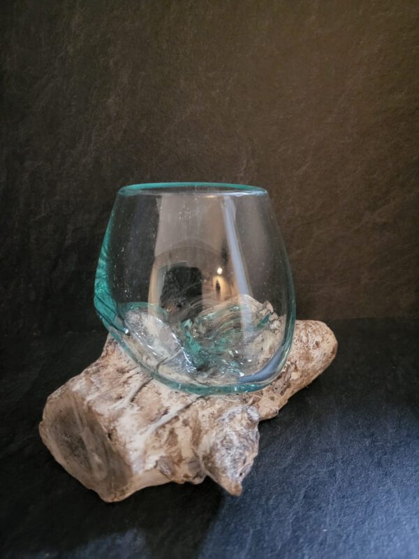 Glas op wit hout met kleine kom - Afbeelding 2