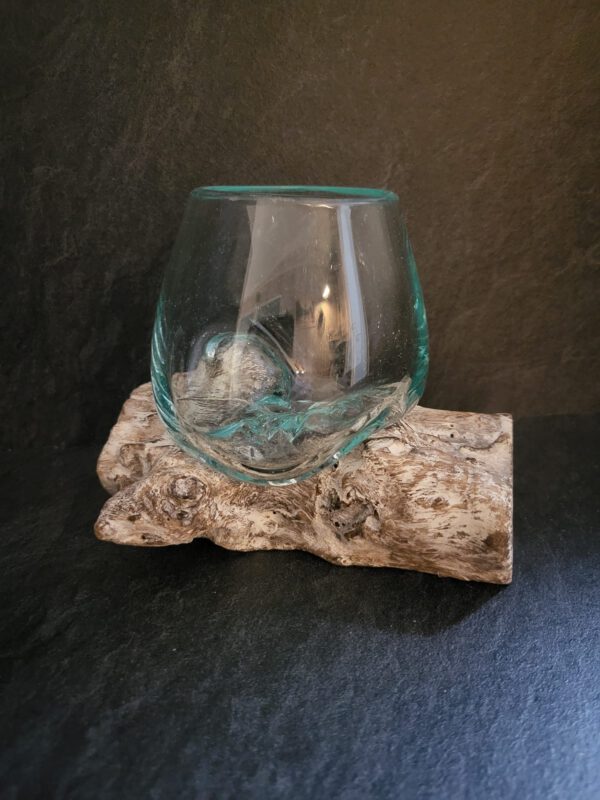 Glas op wit hout met kleine kom - Afbeelding 3