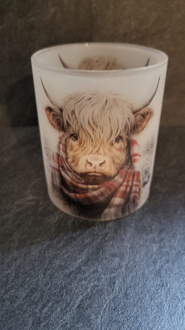 Glazen windlicht met schotse hooglander - Afbeelding 3